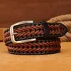 Cinto Masculino Tecido Retrô, Artesanal Puro, Sem Furos, Cinto de Calça, Fivela de Pino Estudante, Versátil, Moderno, Jovens, Comércio Exterior