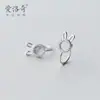 Pendientes de plata S925 para mujer, estilo coreano, con tachuelas Mori, con clip para orejas de conejo, bonitos pendientes de botón E3732