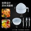 Tazón de fideos instantáneos con tapa y asa juego de vajilla drenable trabajador de oficina japonés estudiante dormitorio lonchera tazón palillos