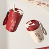Taza de café de alto valor transfronteriza para automóvil, taza para beber directamente, tubo de succión, taza termo portátil creativa de acero inoxidable, taza para beber doble
