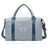 Bolsa de Viaje de Gran Capacidad con Patrón de Rejilla, Bolsa de Maternidad, Bolsa Postparto, Separación Húmedo y Seco, Bolsa de Gimnasio Acolchada, Bolsa de Camping con Separación Húmedo y Seco