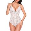 Amazon Lencería Sexy Europea y Americana Tirante en Forma de U Noche Wan Yin Estampado Multicolor Pijama Enterizo Encaje V Profundo