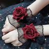 Diablo Lolita Lolita Encaje Guantes de Muñeca Manga de Mano rojo vino Rosa Manga de Vestido Flor de Muñeca