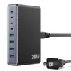 Fornecimento Exclusivo Transfronteiriço de Carregador Rápido Multi-Porta de Nitreto de Gálio de 200W Estação de Carregamento de Mesa Universal Pd para Laptops e Celulares