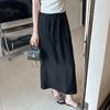 Saia Elegante Feminina para Verão 100% Seda de Ácido Acético Lisa e Delicada Antirrugas Cintura Solta Cordão Bolso Saia