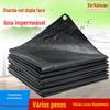 Lona impermeável preta para uso externo, resistente ao desgaste, em tecido PE, com isolamento térmico para proteção solar.