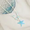 Collar de Estrella de Mar de Cerámica Estilo Sudeste Asiático para Mujer, Estilo Vacacional de Nicho, Ambiente Costero, Cadena para Clavícula, Cadena para Suéter, Venta al por Mayor de Accesorios
