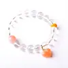 Pulseira Original de Cristal Branco Natural e Cera de Abelha, Pulseira Wenwan de Ágata Yanyuan em Formato de Pêssego Estilo Chinês Novo para Mulheres, Peça Única Atacado