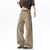 Pantalones casuales de algodón puro lavado estilo retro americano para hombre, pantalones de trabajo rectos de moda para verano, jeans de mezclilla holgados con caída
