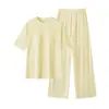 Nuevo Pijama de Verano para Mujer con Cuello Redondo y Almohadillas en el Pecho, Disponible en Varios Largos, Se Puede Usar Afuera, Hecho de Seda de Hielo para una Sensación Fresca, Adecuado para Usar en Casa y al Aire Libre