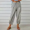 Directo de fábrica, en stock, pantalones cropped de color liso para mujer, con cordón y cintura elástica, estilo harén, disponibles en varios colores, pantalones casuales tipo linterna, envío directo disponible