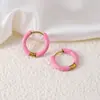 Brincos de aço inoxidável transfronteiriços Série colorida ear cuffs com óleo drop Venda direta da fábrica atacado Ouro 18k Tarraxas de aço de titânio para mulheres