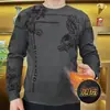 Sudadera de Manga Larga de Terciopelo 2025 Nueva para Hombre de Cuello Redondo para Jóvenes y Personas de Mediana Edad Top Holgado Base 1/2 Piezas
