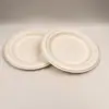 Pulpa de Caña de Azúcar Color Natural 7 Pulgadas 9 Pulgadas 10 Pulgadas Disco Vajilla Desechable Papel Moldeado de Pulpa Biodegradable y Compostable Plato