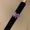 Anel Aberto Borboleta Zircônia Super Brilhante Estilo Coreano, Super Delicado e Encantador, Versátil, Doce e Elegante, Anel para Dedo Indicador, Joia de Luxo Leve e de Alta Qualidade