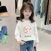 Camiseta de Manga Larga de Algodón Puro para Niños para Primavera y Otoño, Top Holgado Lindo para Niñas, Camiseta Básica Versátil para Niños Mayores en Primavera y Otoño