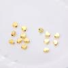 Cuentas redondas de 6 mm con forma de corazón de melocotón perforadas, chapadas en cobre con oro real de 18 quilates, brillantes, para accesorios de bricolaje, cuentas espaciadoras con forma de estrella de color retentivo, recubiertas de oro de 14 quilates