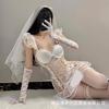 Con Almohadilla en el Pecho Aro de Acero Reúne Encaje Malla Transparente Ropa Interior Sexi para Cosplay Vestido de Novia Vestido de Boda Bata de Dormir Uniforme de Tentación