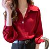 Camisa Blanca para Mujer 2026 Otoño Nueva Moda Elegante Diseño Manga Larga Top Capa Base Blusa de Manga Larga para Mujer
