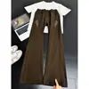 Jeans Rectos de Algodón Puro Estilo Retro Americano para Hombre Marca de Moda Bordado de Pliegue Pantalones Rectos cleanfit Pantalones Micro Acampanados