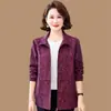 Nueva Moda de Otoño para Mamá de Mediana Edad Camisa de Manga Larga Chaqueta Delgada Chaqueta Casual para Mujer con Cuello Solapa Top