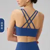 Top de yoga transfronteiriço com design de costas cruzadas, sutiã esportivo à prova de choque e com suporte, top fitness