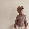 Camiseta de Primavera y Otoño para Hombre y Mujer para Niños Ropa Infantil Estilo Occidental para Bebé Personalidad Infantil Moderna Coreana Pit Sole Dibujos Animados Color Sólido Camiseta Base