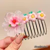Lindo Peine de Flor y Pinza para el Cabello para Arreglar Mechones Sueltos, Pinza para el Fleco Infantil, Pasador para Niñas, Pinza para la Parte Trasera de la Cabeza, Accesorio para el Cabello