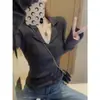 Blusa de Tricô Cinza Francês com Decote V e Mangas Longas para Mulheres Design Outono/Inverno Camada Base Pulôver Suéter Top