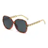Óculos de Sol com Corrente nas Pernas, Armação Grande Oval para Mulheres, Estilo Europeu e Americano Ins Retro, Óculos de Alto Padrão, Efeito Emagrecedor, Óculos de Sol Street Style