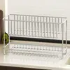 Estante de Almacenamiento de Especias de Cocina de Acero Inoxidable 304 Estante de Almacenamiento Doble Capa para Encimera del Hogar Estante de Drenaje para Fregadero Multifuncional