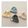 Sombrero de Lana Simple Estilo Coreano para Niños Otoño Invierno Nuevo Holgado Perezoso Cálido Tejido Apilado Piel de Melón Moda