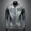 Jaqueta Jeans Retrô Desgastada Europeia e Americana 2026 para Homens, Jaqueta Biker Europeia de Luxo com Zíper, Top Casual Tendência