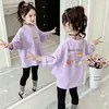 Camiseta Básica Versátil Casual Suelta Estilo Coreano para Niñas de Primavera y Otoño Camiseta de Manga Larga de Dibujos Animados para Niños 100% Algodón de Moda
