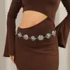 Corrente de Cintura Estilo Étnico Boêmio Turquesa Sintética para Mulheres, Adequada para Vestidos e Suéteres, Moda Europeia e Americana Corrente de Liga de Ouro e Prata