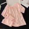 Novo Conjunto de Pijama de Nuvem para Menina de Verão Manga Curta Shorts Fofos de Verão Doce Floral Roupas de Casa Conjunto Pode Ser Usado Fora