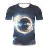 Amazon comercio exterior nueva pareja con camiseta de talla grande agujero negro impresión digital cuello redondo camiseta de hombre para mapa se puede configurar