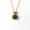 Colgante de bolso dorado esmeralda para madre, estilo étnico, elegante cadena de clavícula, collar sencillo de moda europea y americana para mujer.