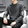 Camiseta de manga larga de otoño, diseño estampado, talla grande, para adolescentes, cuello redondo de hombre, simple y de corte holgado, top moderno