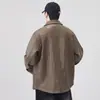 Jaqueta de Couro com Lapela Estilo Americano para Homens, Outono 2025 Vintage High Street Cool Workwear Coat, Versátil Tendência Retrô