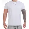 Camiseta Esportiva Casual Versátil de Verão Manga Curta Cor Sólida Básica Slim Respirável Gola Redonda Oversized Fitness