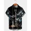 Moda Masculina Transfronteriza Tendencia Verano Camisa de Manga Corta Estilo Hawaiano Camisa Cardigan Casual Holgada Impresa en 3D
