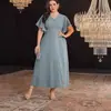 Vestido Feminino Plus Size Europeu e Americano para Comércio Exterior Elegante Amazon Aliexpress Listrado Decote V Patchwork de Lantejoulas em Estoque