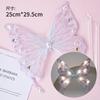Decoración de Pastel de Cumpleaños de Diosa Celebridad de Internet Hermoso Bordado con Luz Adornos de Mariposa Grande Cadena de Luces Luminosas Vestido de Reina