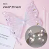 Decoración de Pastel de Cumpleaños para Celebridad de Internet Diosa con Hermosos Bordados, Adornos Grandes de Mariposa con Luces, Cadenas de Luces Brillantes, Decoración Temática de Reina