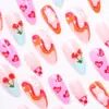 Uña Falsa Ovalada Fresa Brillo Facial Color Pimienta Uña Falsa Natural Dulce Fresca Arte de Uñas 24 Piezas Red Social Transfronterizo