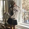 Suéter de Veludo de Ovelha Jmwomen Gola Redonda Pulôver de Cor Contrastante para Mulheres no Inverno com Base Estilo Japonês Estilo Solto e Preguiçoso