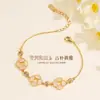 Tiro Real de Pulsera de Trébol de Cuatro Hojas de Jaspe Natural para Mujer Plata de Ley S925 Tendencia Nacional Lujo Accesible Gama Alta Pulsera de Jade Hetian Color Polvo de Raíz de Loto