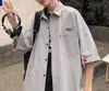 Camisa de Color Sólido para Hombre Verano Delgada Estilo Coreano Moderno Estilo Universitario Atractivo Camisa de Trabajo Estilo de Hong Kong Versátil Holgada Ropa de Abrigo