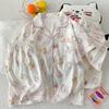 Pijama de Corazón de Estilo Coreano de Tres Piezas para Mujer Verano Manga Corta Algodón Nube Sencillo y Holgado 2025 Nueva Ropa de Casa de Verano